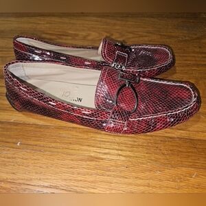 Women's Leather Upper Red Snake Print Denita Loafers Size 8M By Michael Shannon